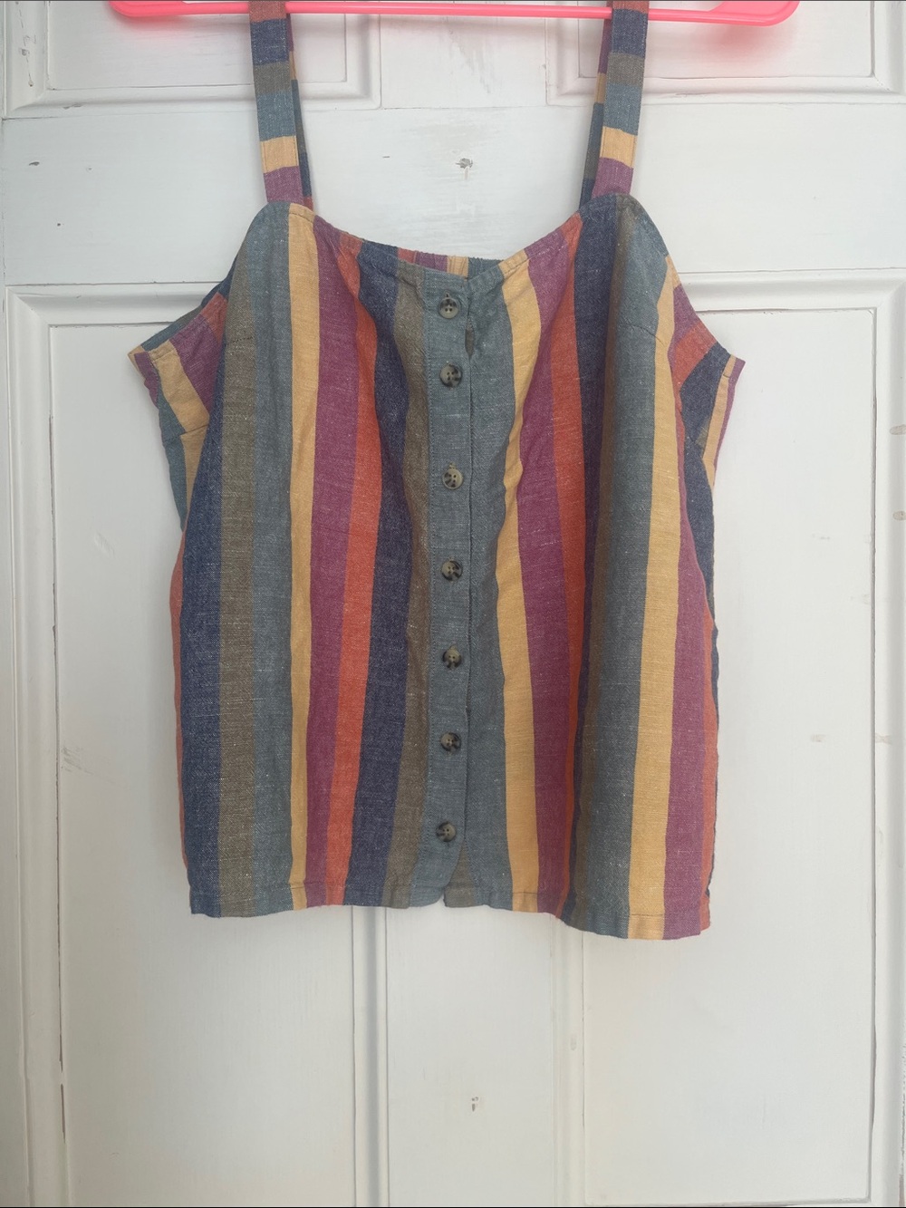 Madewell Multicolor Vertical-Stripe Button-Front Cami